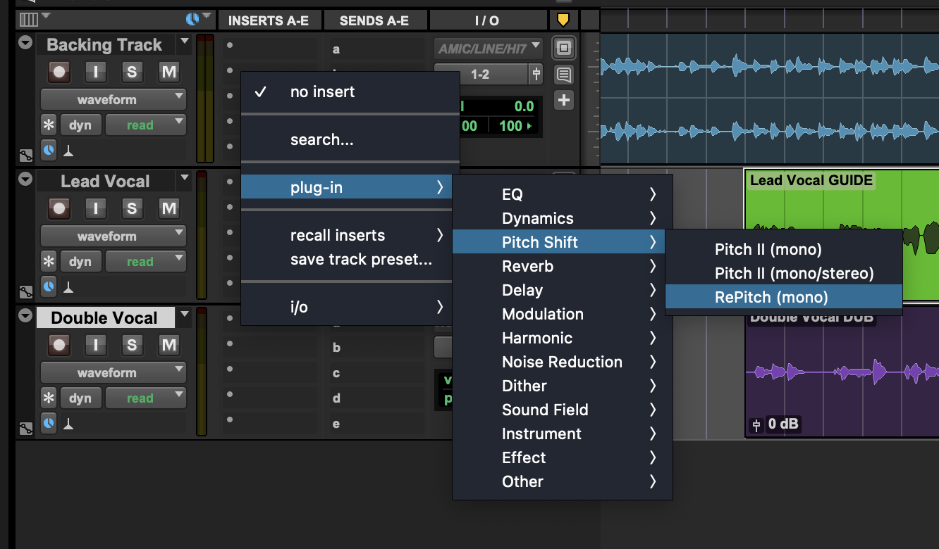 Выбор AAX-плагина в Pro Tools
